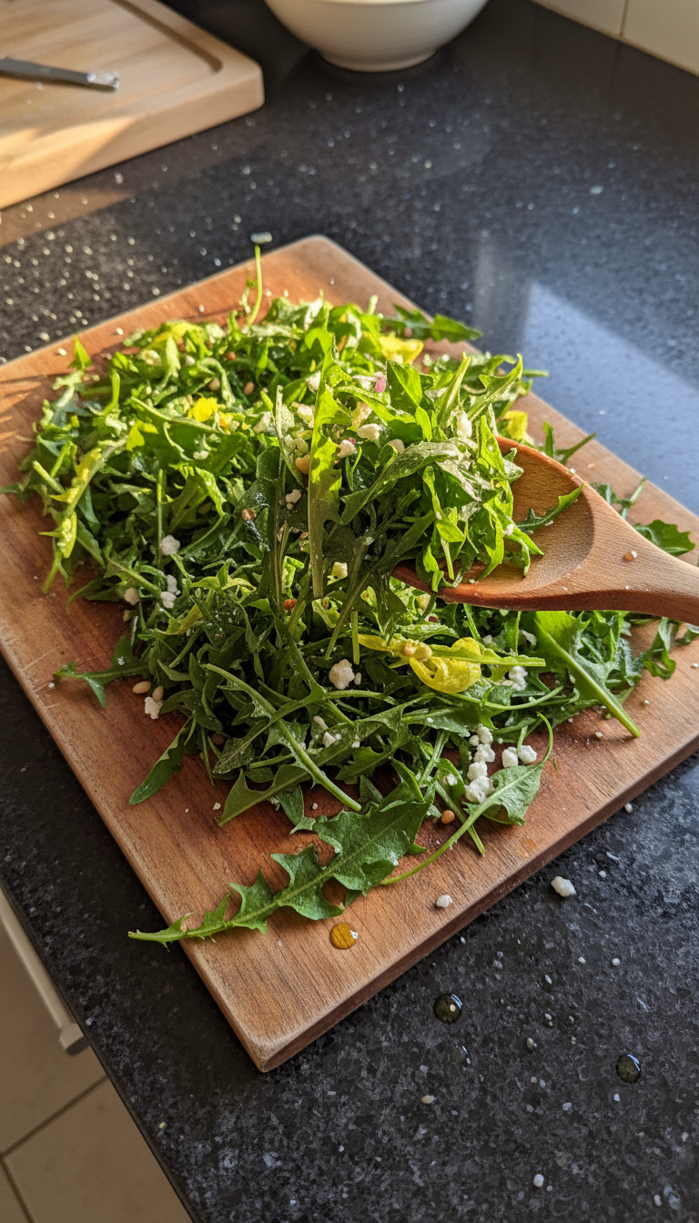 Dandelion Greens and Feta Toss