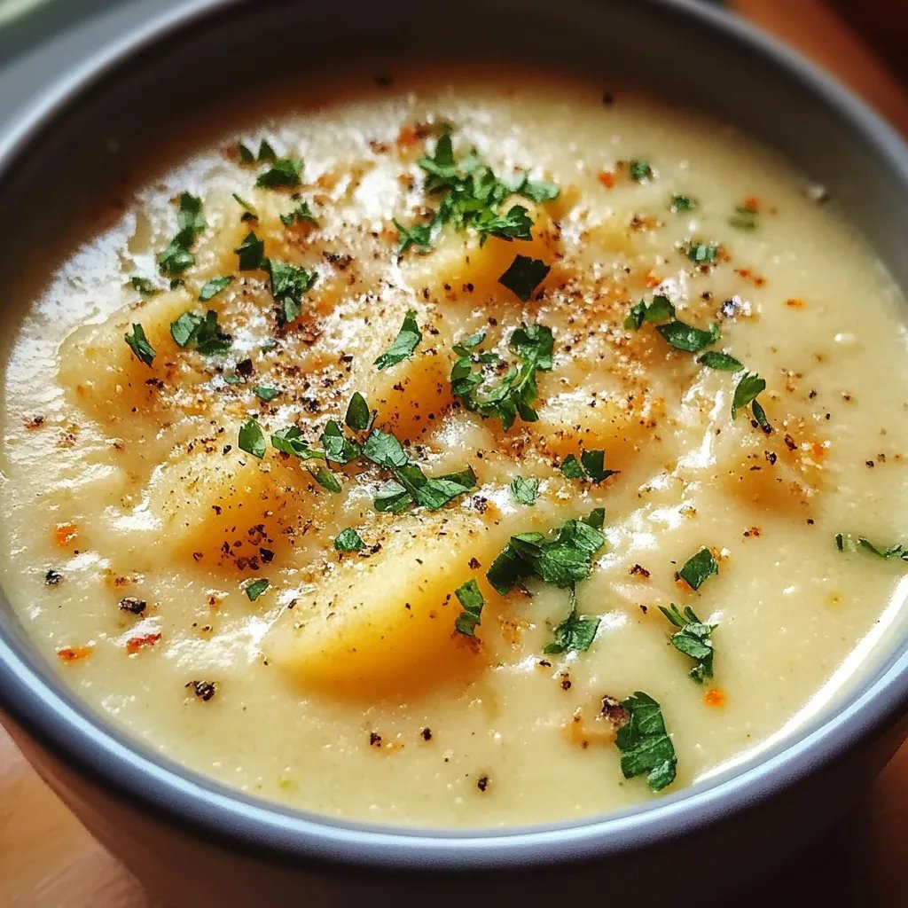 Creamy Cheddar Garlic Herb Potato Soup
