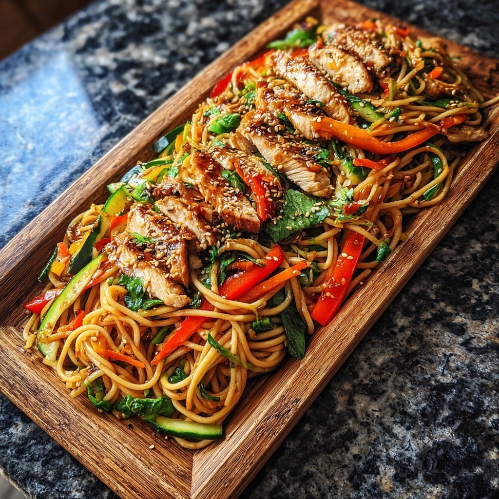 Sesame Noodle Salad with Grilled Chicken