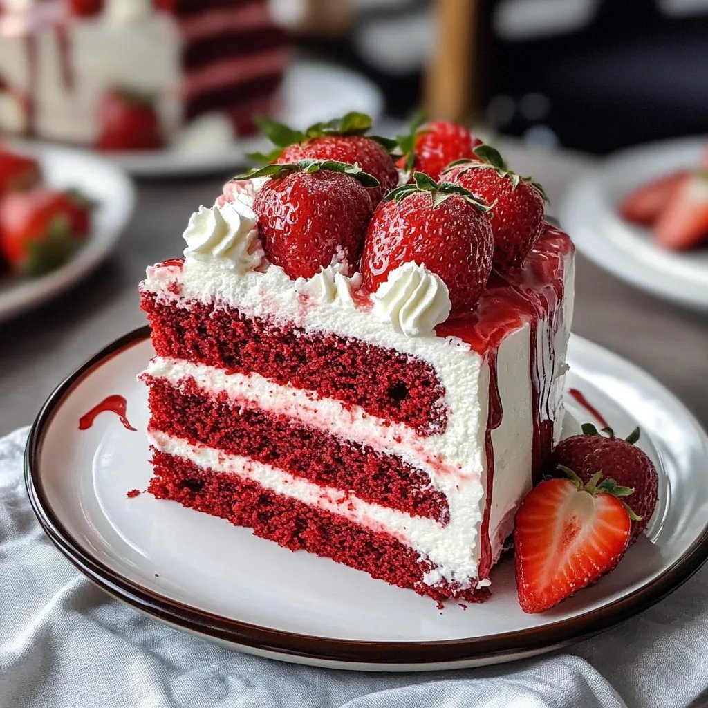 Juicy Red Velvet Strawberry Cake