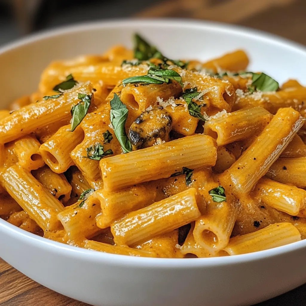 Vegan Pumpkin Tahini Rigatoni
