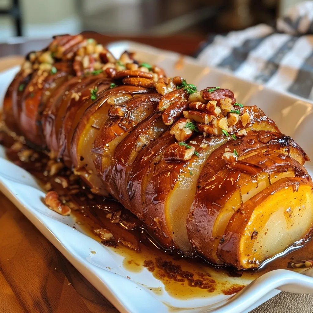 Hasselback Maple Pecan Sweet Potatoes