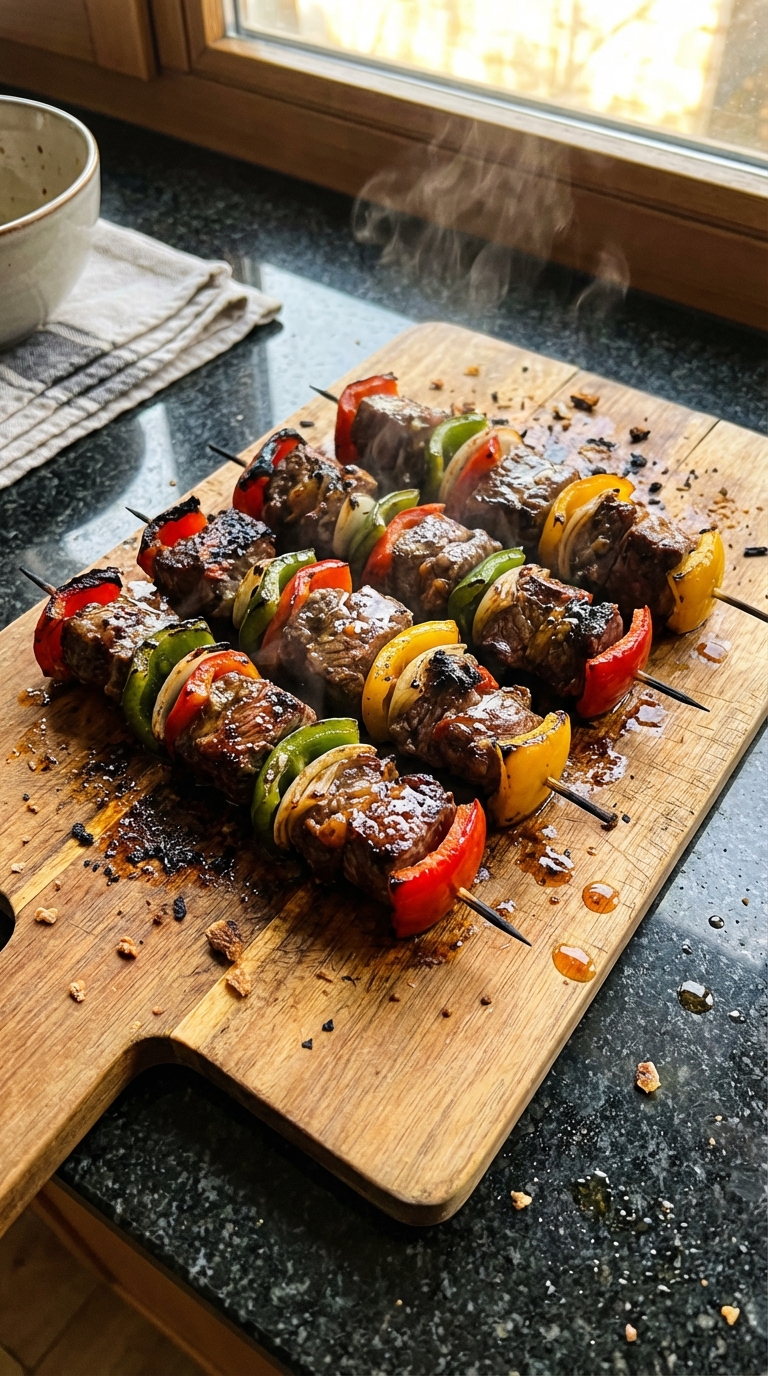 Sizzling Beef and Veggie Skewers