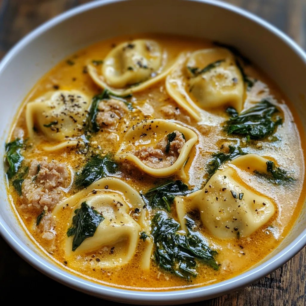 Sausage Tortellini Soup with Spinach