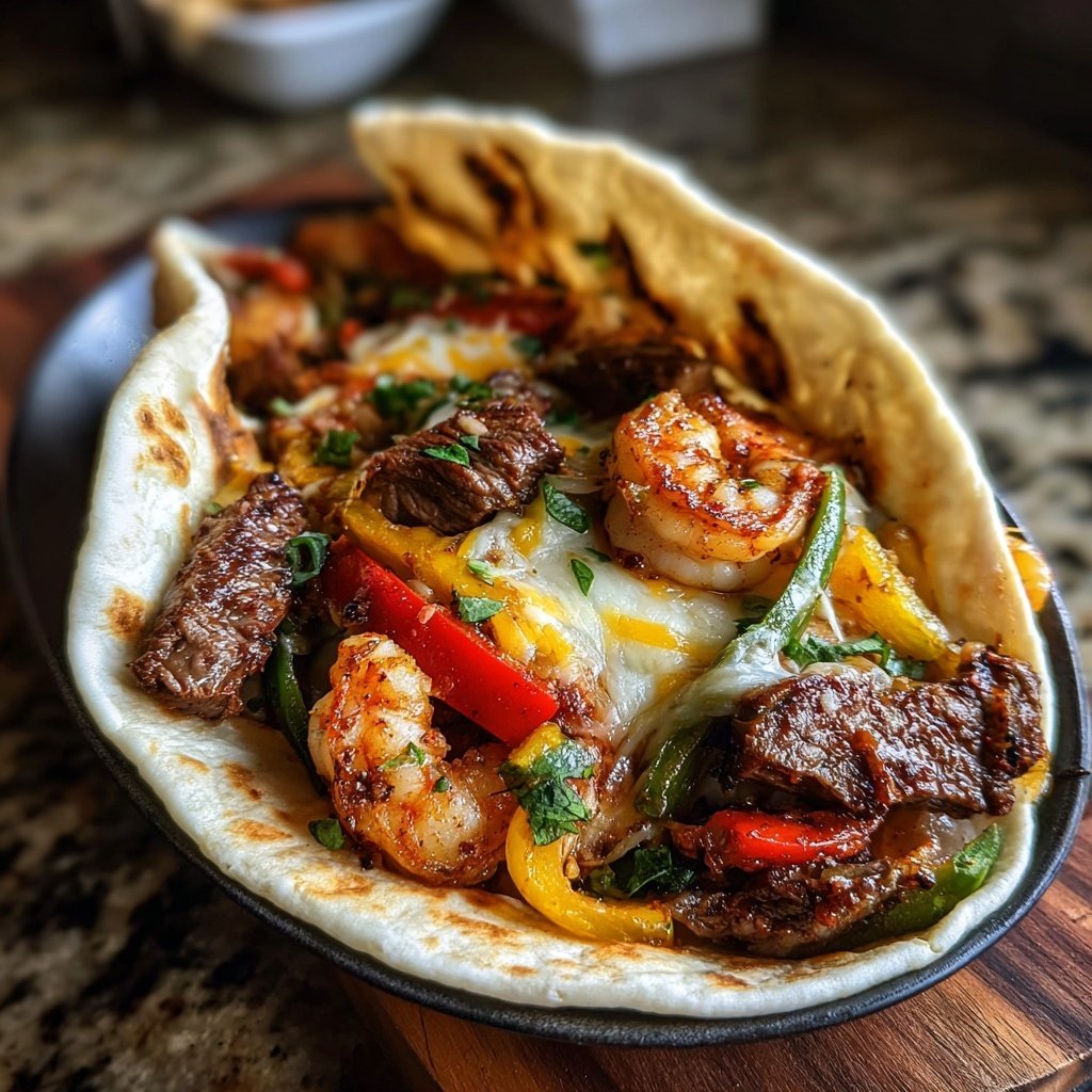 Steak Fajitas with Seafood Mix