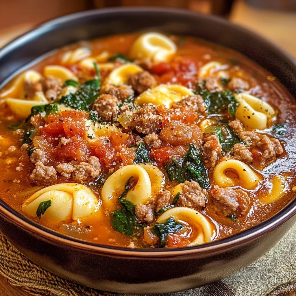 Spicy Sausage & Tortellini Soup