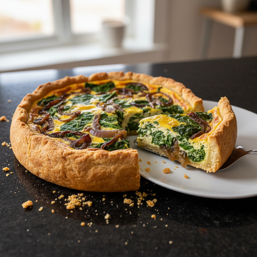 Caramelized Onion and Spinach Quiche