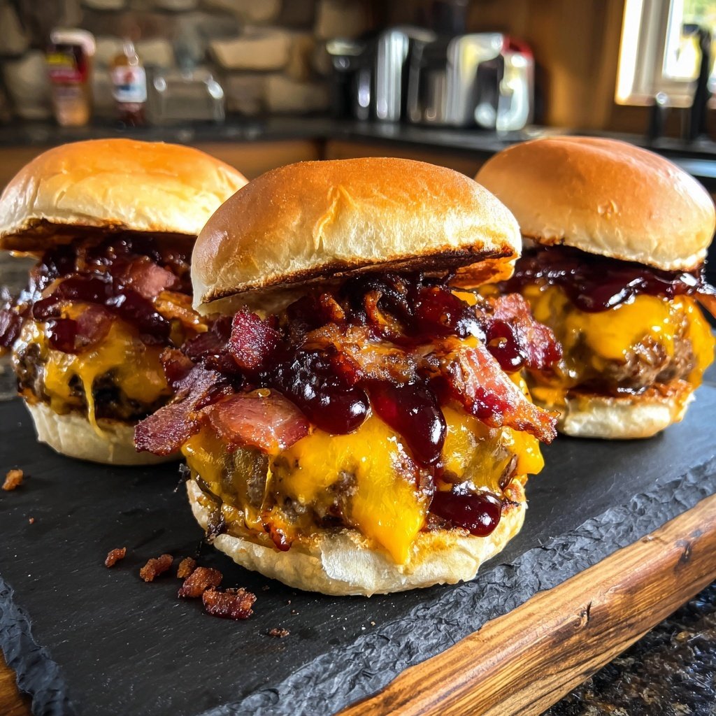 Bourbon Bacon Cheeseburger Sliders