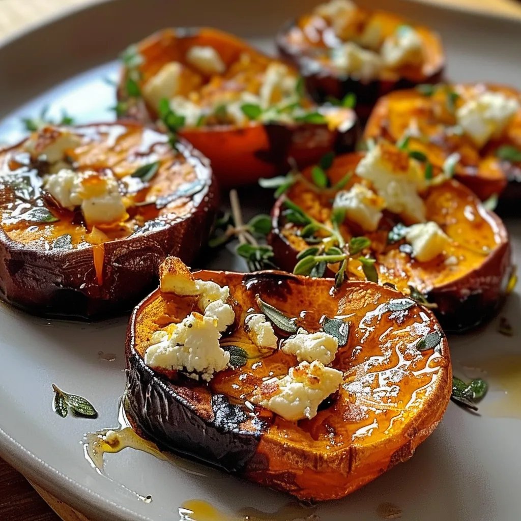 Roasted Sweet Potato Rounds with Honey Feta and Thyme