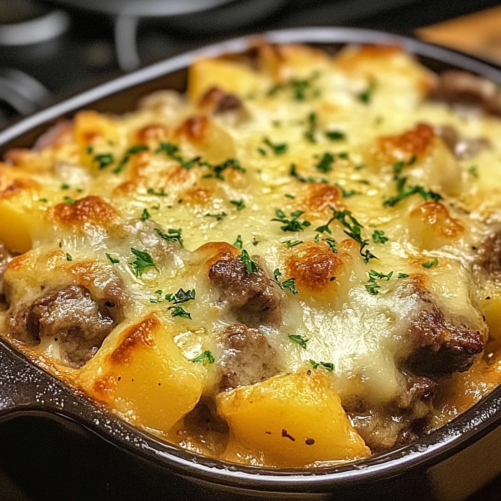 Slow Cooker Steak & Cheddar Potato Casserole