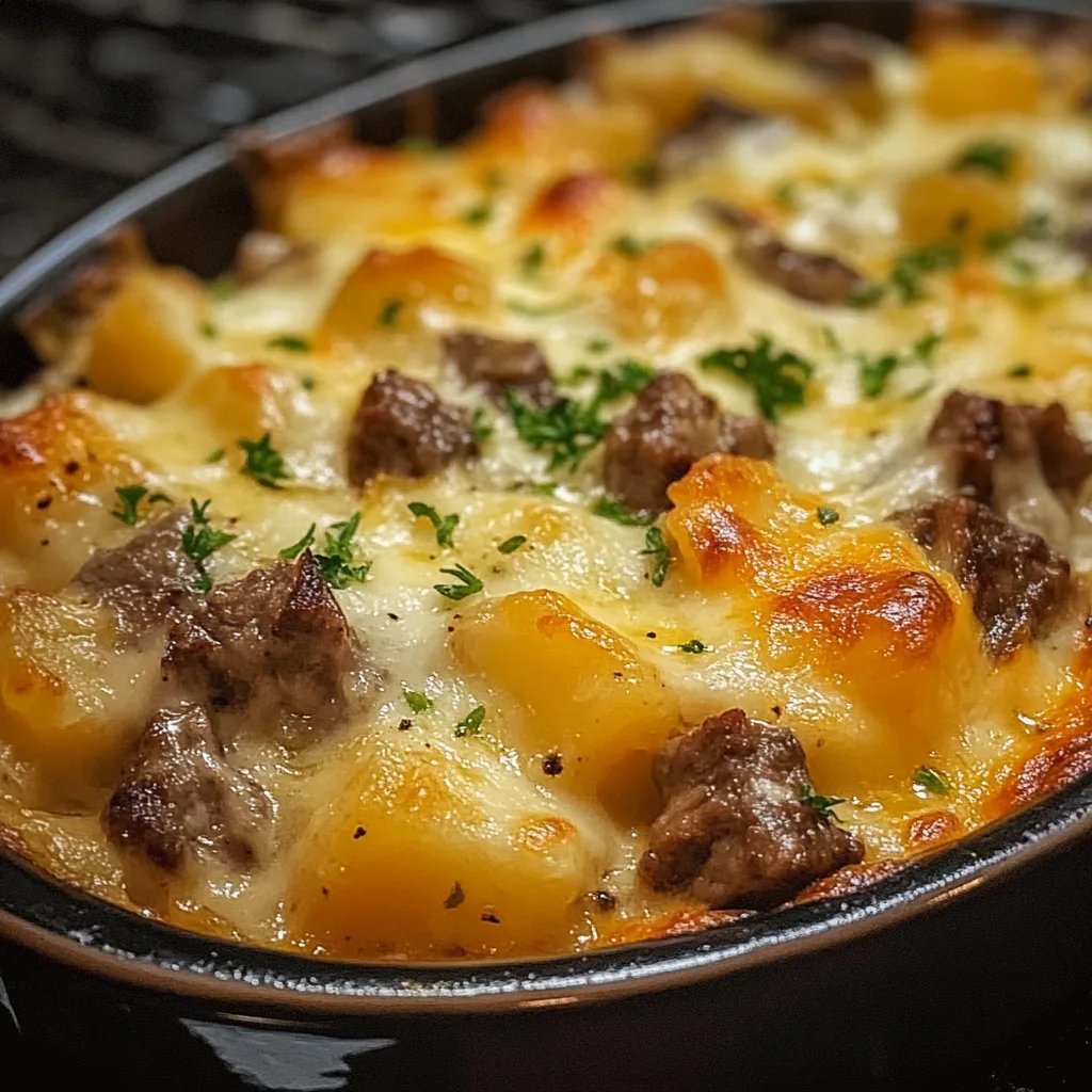 Slow Cooker Steak & Cheddar Potato Casserole