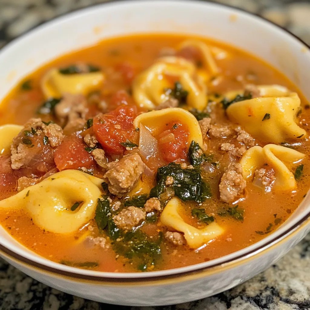 Spicy Tortellini Soup w/ Spicy Italian Sausage