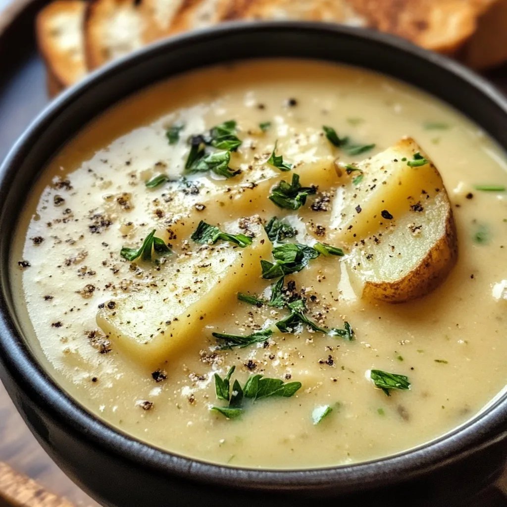 Hearty Cheddar Garlic Herb Potato Soup